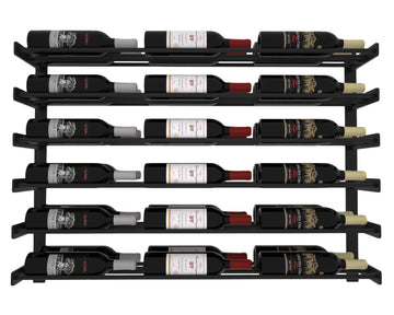 Wine Wall Six Row 3 Column in 36 Bottles (Double Deep) Matte Black/Matte Black