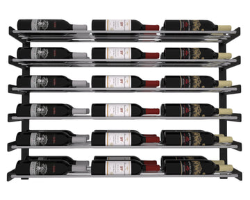 Wine Wall Six Row 3 Column in 36 Bottles (Double Deep) Matte Black/Chrome