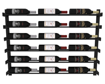 Wine Wall Six Row 3 Column in 18 Bottles (Single Deep) Matte Black/Matte Black