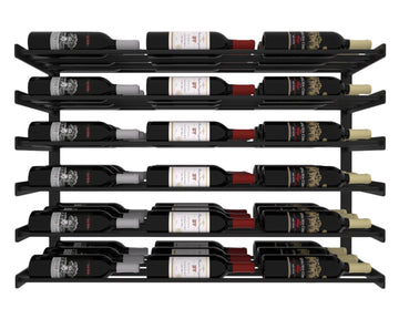 Wine Wall Six Row 3 Column in 54 Bottles (Triple Deep) Matte Black/Matte Black