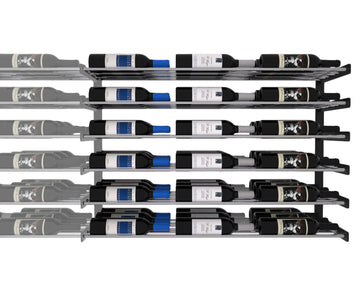 Wine Wall Six Row (Extension Kit) in 54 Bottles (Triple Deep) Matte Black/Chrome Chrome