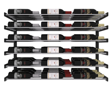 Wine Wall Six Row 3 Column in 54 Bottles (Triple Deep) Matte Black/Chrome