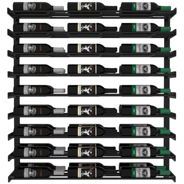 Wine Wall Nine Row 3 Column in 54 Bottles (Double Deep) Matte Black/Matte Black