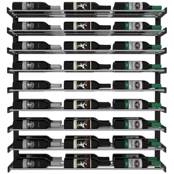 Wine Wall Nine Row 3 Column in 54 Bottles (Double Deep) Matte Black/Chrome