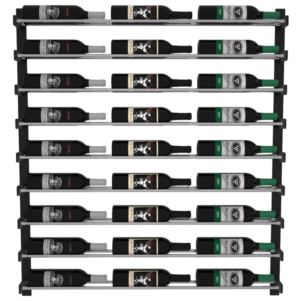 Wine Wall Nine Row 3 Column in 27 Bottles (Single Deep) Matte Black/Chrome