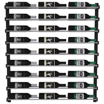 Wine Wall Nine Row 3 Column in 27 Bottles (Single Deep) Matte Black/Chrome